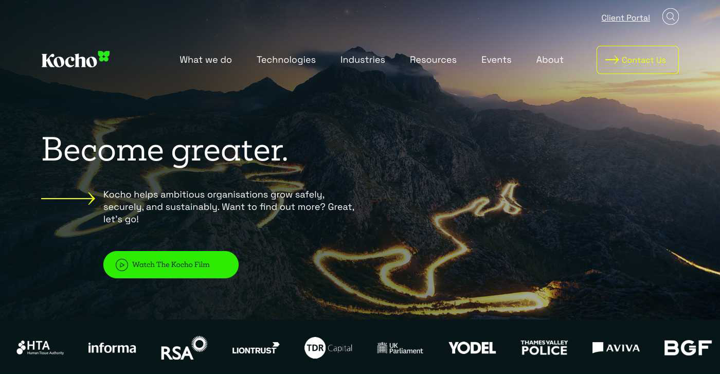 Kocho homepage desktop