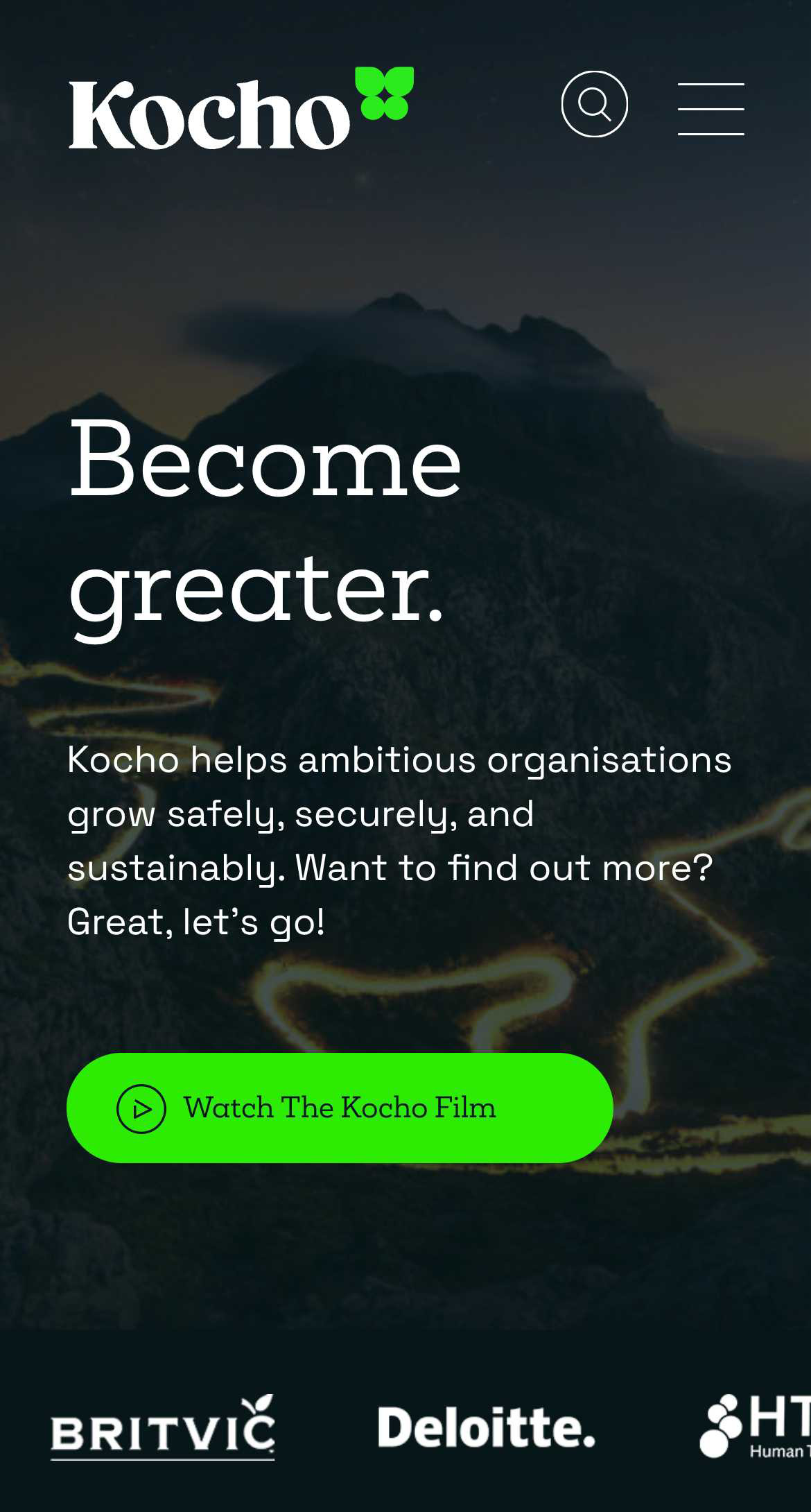 Kocho homepage mobile
